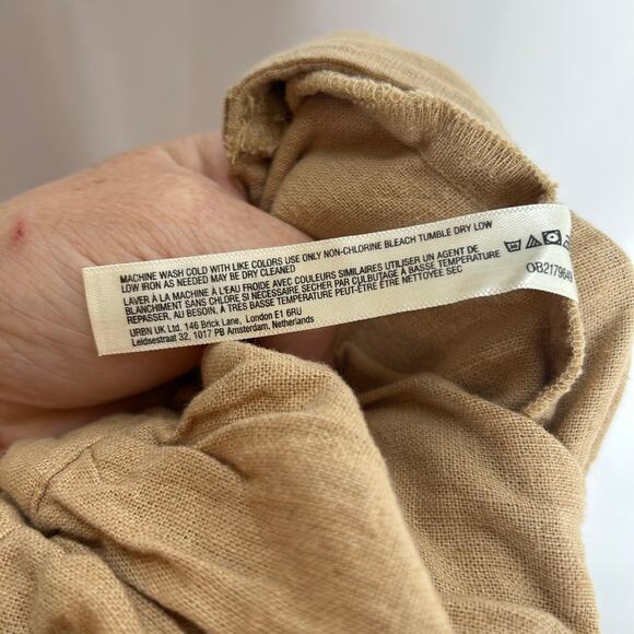 Free People Free-est NWT wide leg pants pull on tan high rise size large - Picture 9 of 10